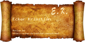 Ecker Krisztián névjegykártya